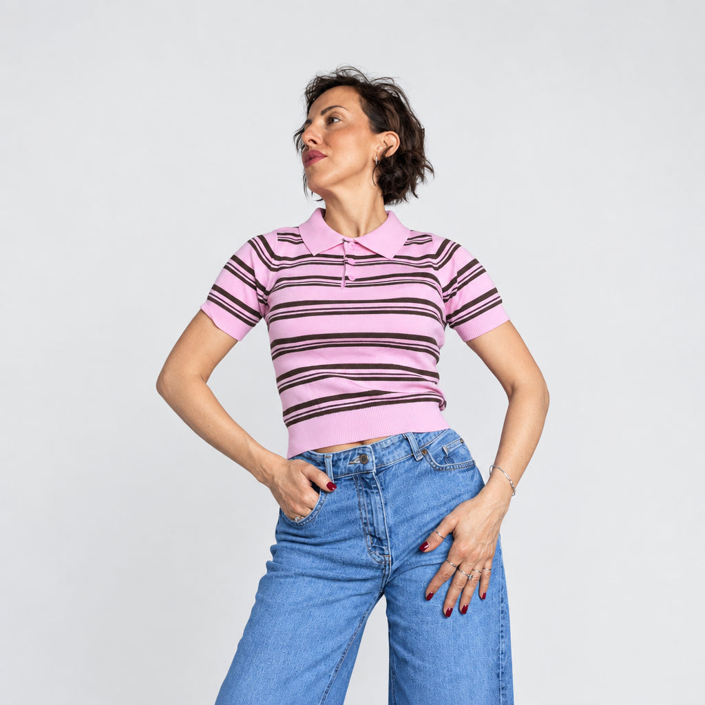 Polo a Righe in Maglia "Retro-Chic" ✨