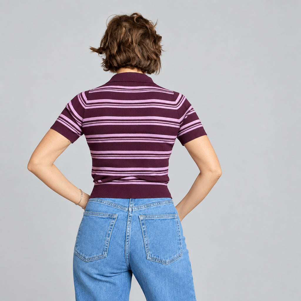 Polo a Righe in Maglia "Retro-Chic" ✨