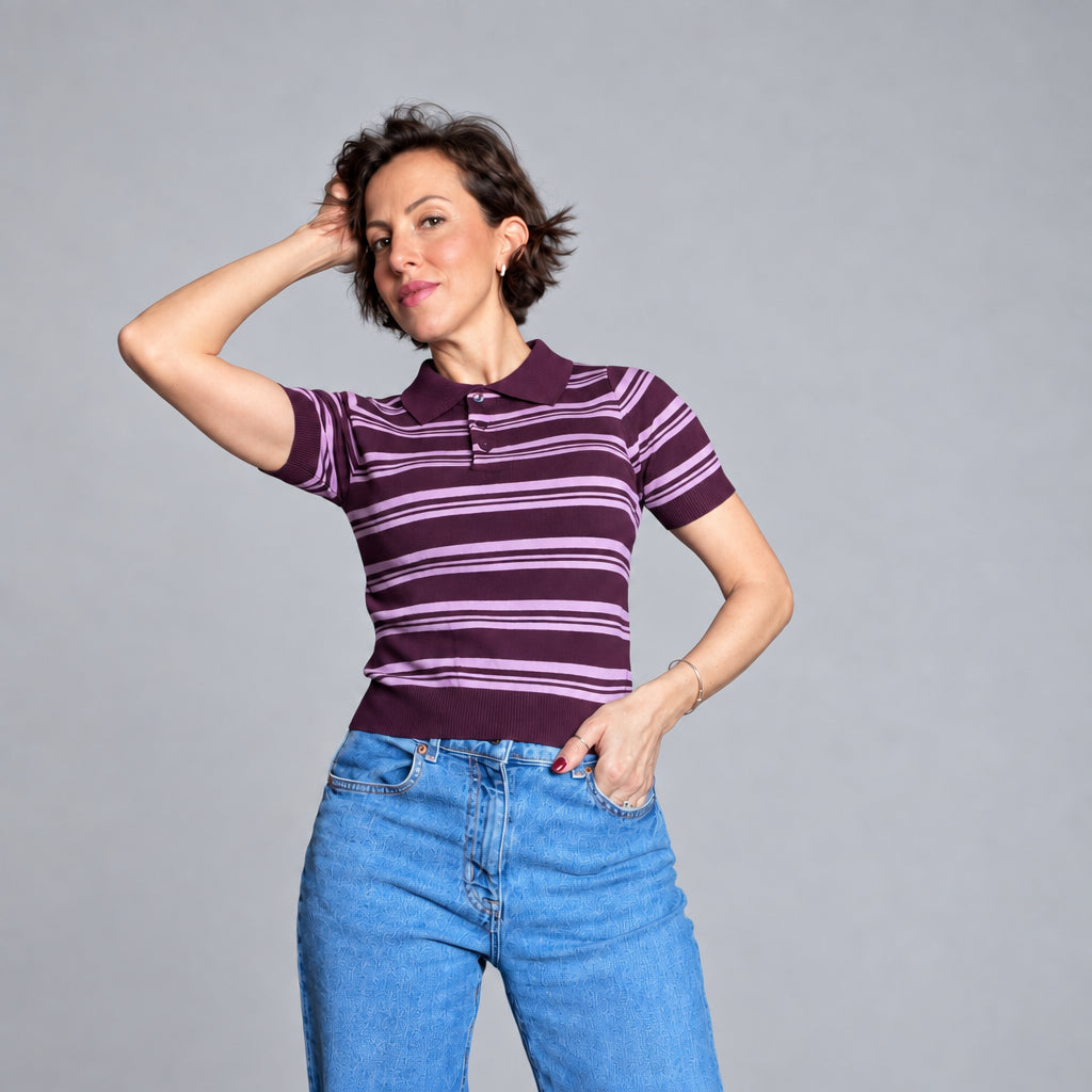 Polo a Righe in Maglia "Retro-Chic" ✨