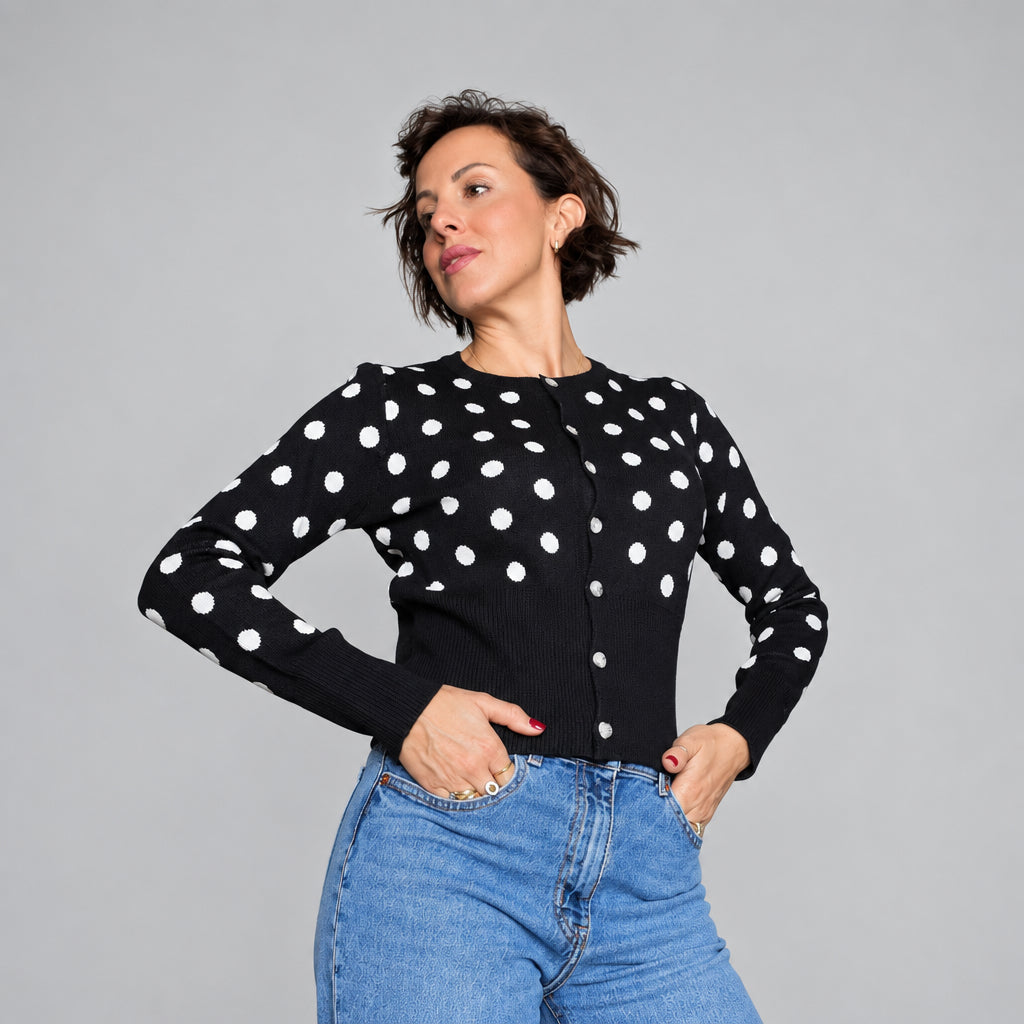 Cardigan Bon Ton a Pois con Bottoni✨