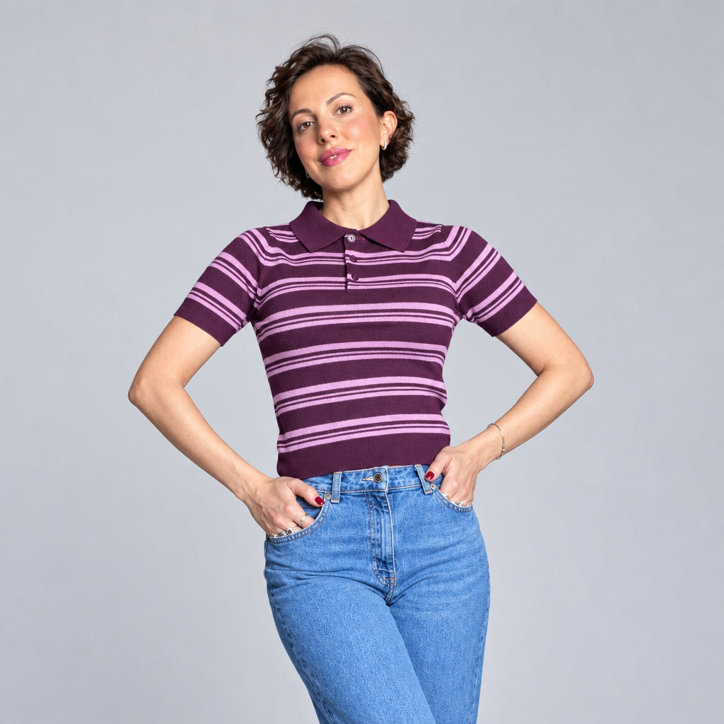 Polo a Righe in Maglia "Retro-Chic" ✨