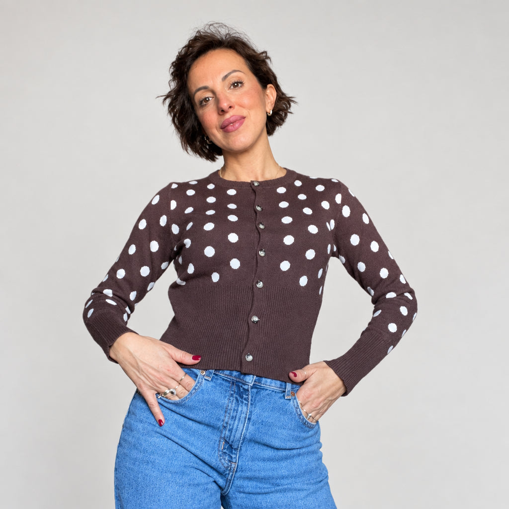 Cardigan Bon Ton a Pois con Bottoni✨