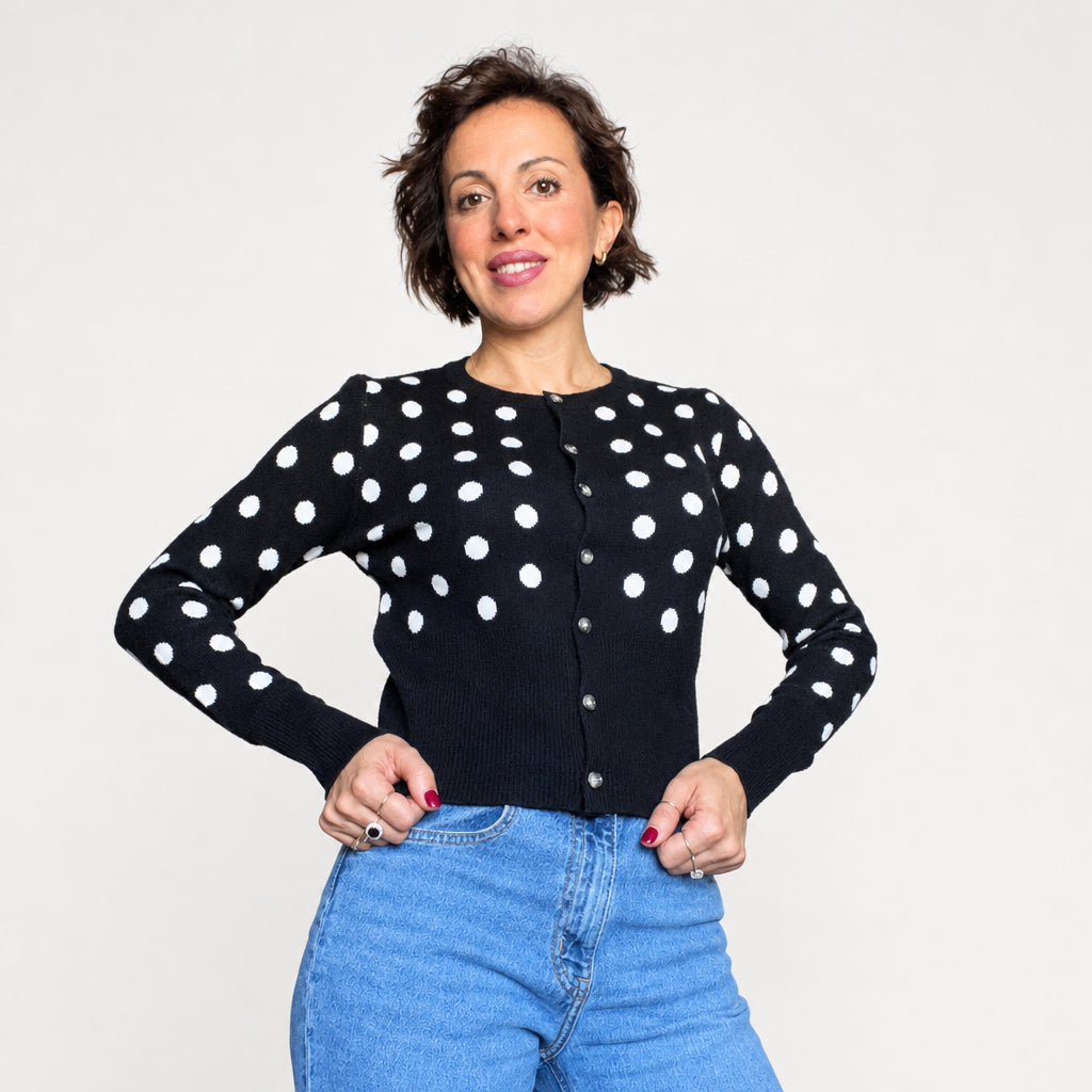 Cardigan Bon Ton a Pois con Bottoni✨