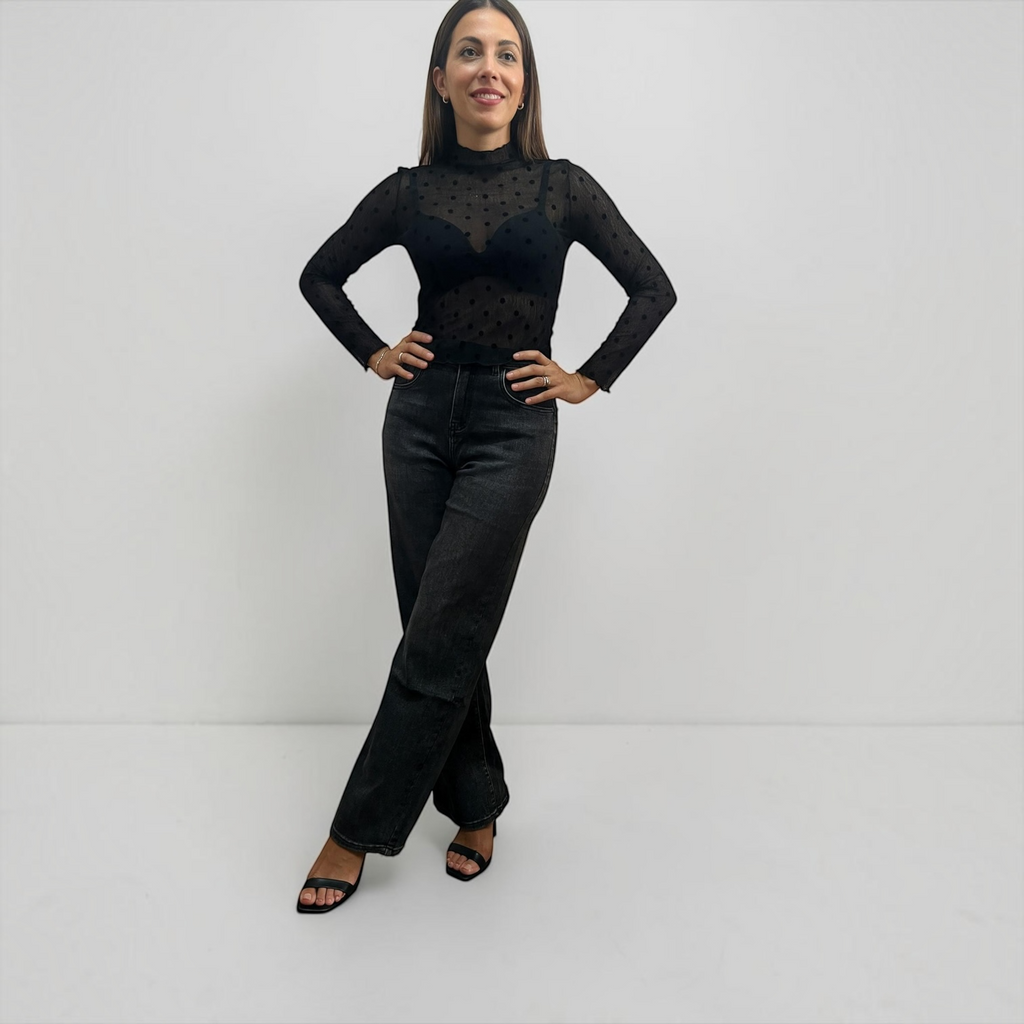 Jeans A Gamba Dritta A Vita Alta