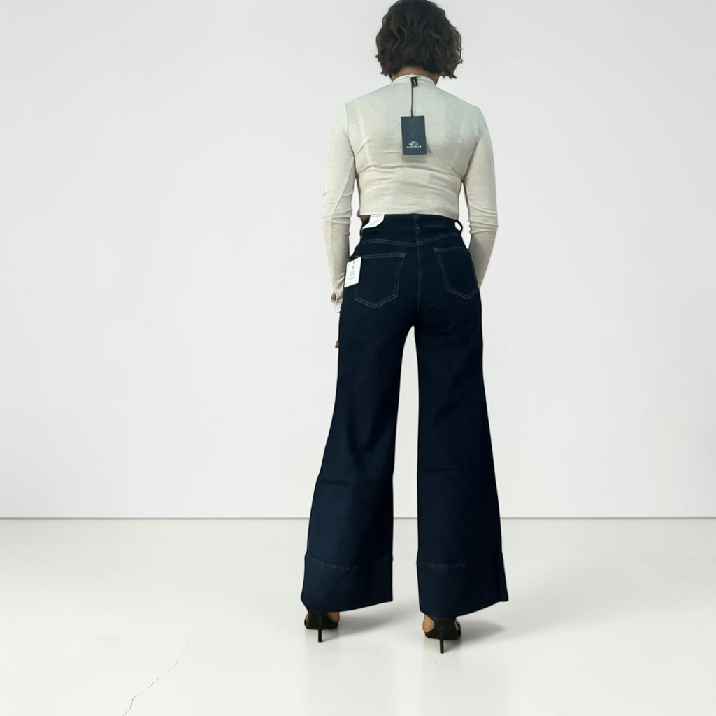 Pantaloni Jeans A Gamba Larga