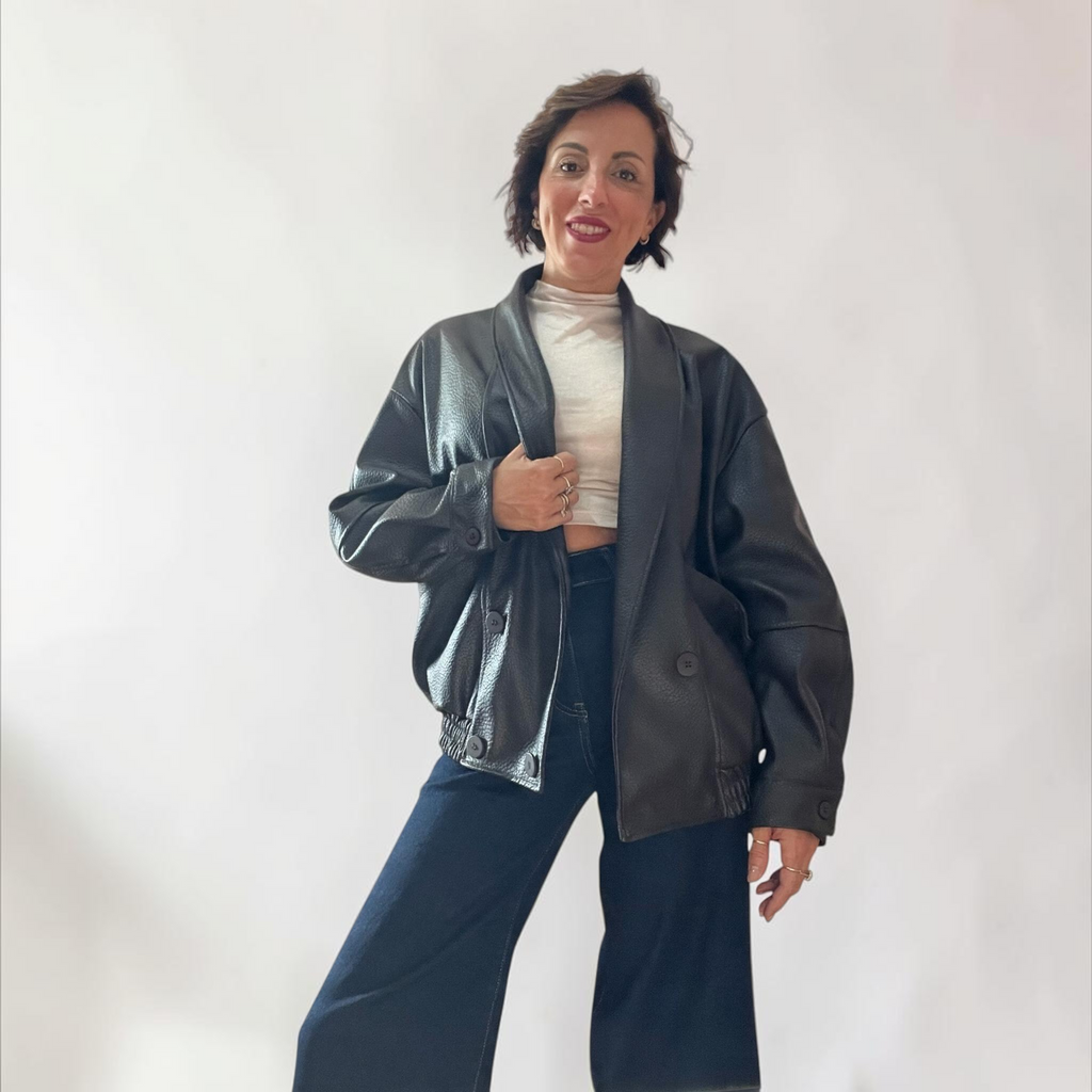 Giacca Bomber Oversize in Ecopelle