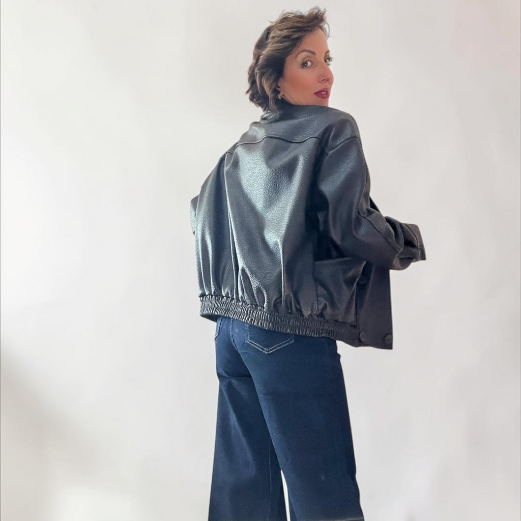 Giacca Bomber Oversize in Ecopelle
