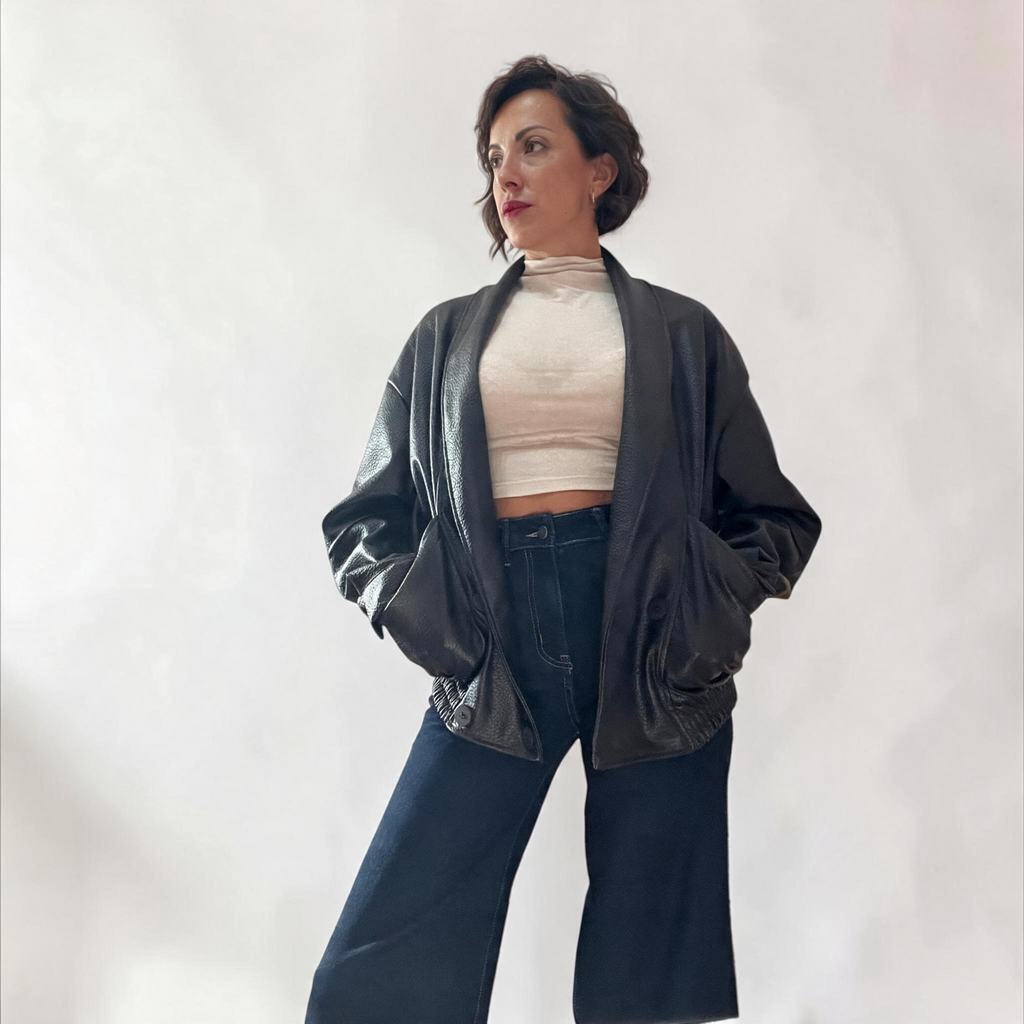 Giacca Bomber Oversize in Ecopelle